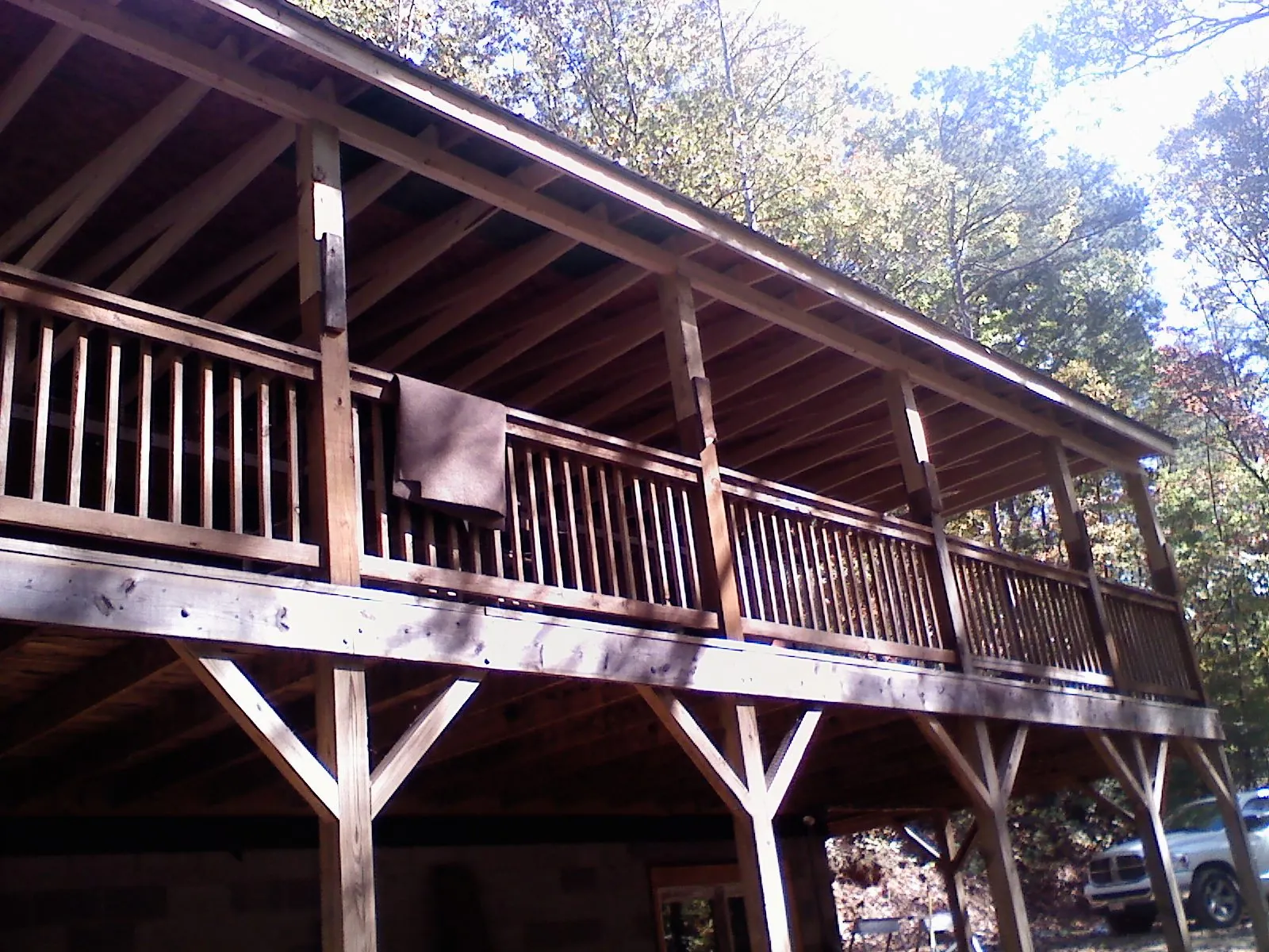 Timber framing under a new elevated porch and deck — Roof Leak Repair in Waxhaw by Roofing Brothers